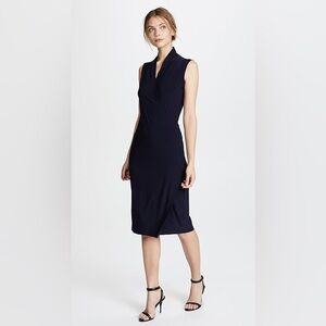 Norma Kamali Sleeveless Stretch Jersey Side Draped Black Dress Size Medium